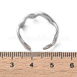 変色しない304ステンレススチール製ウェーブオープンカフリング（女性用）  ステンレス鋼色  usサイズ7（17.3mm）&nbsp;RJEW-C040-02P