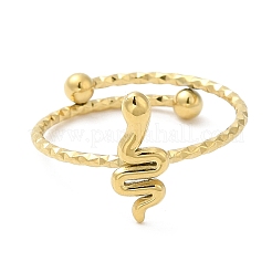 304ステンレススチール製スネーク調節可能リング（女性用）  14KGP本金メッキ  内径：18mm&nbsp;RJEW-I098-11G