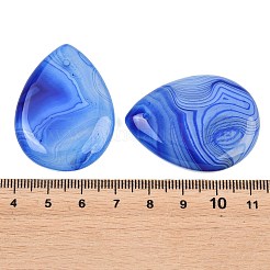 ナチュラルバンドの瑪瑙のペンダント  染め＆加熱  フラットティアドロップチャーム  藤紫色  38.5~40.5x30x6.5~7.5mm  穴：1.4mm&nbsp;GG-K002-02C
