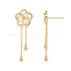 Brass Micro Pave Clear Cubic Zirconia Stud Earring Findings&nbsp;KK-S364-132