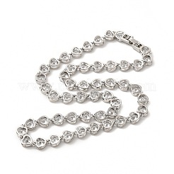 Clear Cubic Zirconia Heart Link Chain Necklace&nbsp;NJEW-E074-06P