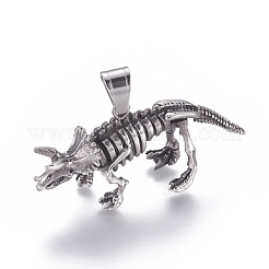 304ステンレススチール製ビッグペンダント  恐竜の骨  ミックスカラー  31x55.5x18mm  穴：6.5x10mm&nbsp;STAS-G207-03