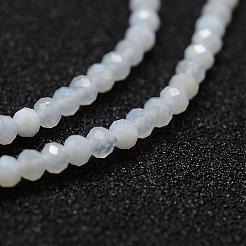 天然のブルーカルセドニービーズ連売り  多面カット  ラウンド  アリスブルー  2~2.3mm  穴：0.5mm  約160~169個/連  12.5インチ〜12.9インチ（320~330mm）&nbsp;G-P270-2mm-01