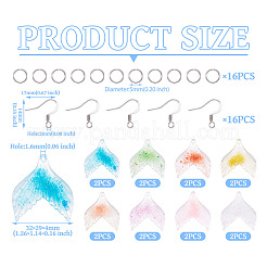 DIY 魚のしっぽ樹脂ペンダント ダングルイヤリング作成キット  ミックスカラー  32x29x4mm  穴：1.6mm&nbsp;DIY-TA0010-71