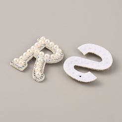Letter.m/r/s プラスチック模造パールビーズアイロン接着アップリケ結婚式用  不織布と  ホワイト  45~46x32.5~49x5mm  3個/セット&nbsp;PATC-WH0005-03