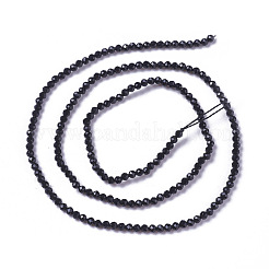 ガラスビーズ連売り  多面カット  ラウンド  ブラック  1.5~2x2mm  穴：0.2mm  約178~186個/連  14.5~15.5インチ（36~39cm）&nbsp;G-F596-47H-2mm