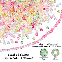 18 Strands 18 Colors Transparent Gradient Color Glass Beads Strands&nbsp;GLAA-PH0002-95