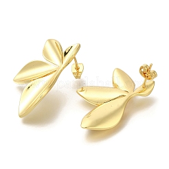 Left and Right Rack Plating Brass Stud Earrrings&nbsp;EJEW-L097-26G