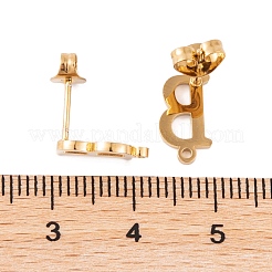 イオンプレーティング（IP）304ステンレススチールスタッドピアス  女性用文字b  文字B  11.5x6.5mm  穴：1mm  ピン：0.7mm&nbsp;FIND-Q103-01B-G