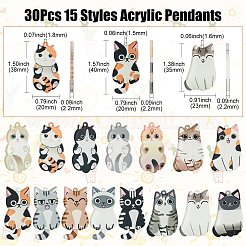 30Pcs 15 Styles Acrylic Pendants&nbsp;OACR-CJ0001-96