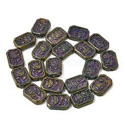塗装ガラスビーズ連売り  ゴールドライン入り  バラの花の長方形  ミックスカラー  18x13x5mm  穴：1.2mm  約20個/連  14.09''（35.8センチメートル）&nbsp;GLAA-Z021-05