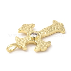 Brass Micro Pave Clear Cubic Zirconia Pendants&nbsp;KK-M246-03G
