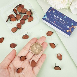 15 Pairs Walnut Wood Teardrop Stud Earring Findings&nbsp;EJEW-SC0001-29
