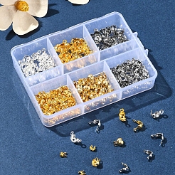 ステンレススチール、真鍮、鉄のボールチープ  カロット終了  クラムシェルノットカバー  ミックスカラー  4~8x4~8x2~4mm  穴：1~1.4mm&nbsp;FIND-FS0002-49