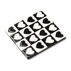 アクリルパーツ  黒と白の格子模様  ハート  34.5x35x2.5mm  穴：1.6mm&nbsp;FIND-M046-01A