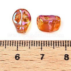 電気メッキガラスビーズセット  スカル  チョコレート  10x8x7.5mm  穴：1mm  約65個/連  25.59''（65センチメートル）&nbsp;EGLA-T021-09F