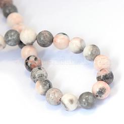 Natural Pink Zebra Jasper Round Bead Strands&nbsp;G-E334-10mm-11