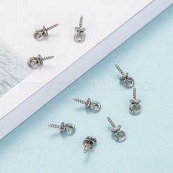 変色防止304ステンレススチール製スクリューアイピンペグベイル  片穴パーツ用  ステンレス鋼色  10.5x4mm  穴：2mm  ピン：1.5mm&nbsp;STAS-E076-05