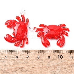 手作りランプワークペンダント  カニ  レッド  38x23x5mm  穴：2.5mm&nbsp;LAMP-B033-01