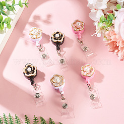 6Pcs 3 Styles Flower Alloy Enamel Badge Reels&nbsp;HJEW-TAC0157
