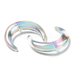 透明UVメッキアクリルビーズ  虹色の  ムーン  透明  46x39x10mm  穴：3mm&nbsp;OACR-H022-03