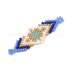 Glass MIYUKI Delica Beads Braided Connector Charms&nbsp;PALLOY-MZ01412-02