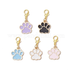 Alloy Enamel Dog Paw Print Pendant Decorations&nbsp;X-HJEW-JM03746