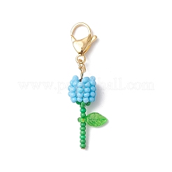 Mother's Day Carnation Glass Seed Beads & Acrylic Dendant ecorations&nbsp;HJEW-MZ00228-05