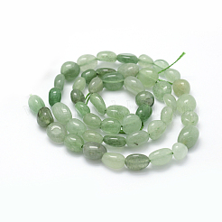 天然石グリーンアベンチュリンビーズ連売り  オーバル  5~12x6~9x4~7mm  穴：1mm  約50~53個/連  15.3インチ〜15.7インチ&nbsp;G-K230-05B