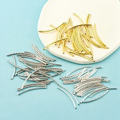 90個3色真鍮製チューブビーズ  カーブチューブ  ミックスカラー  35x2mm  穴：1mm  30個/カラー&nbsp;KK-YW0002-03