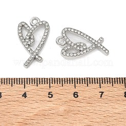 合金ラインストーンペンダント  ラックめっき  アクリルと  ハートチャーム  ホワイト  プラチナ  22x13.5x3.5mm  穴：1.5mm&nbsp;FIND-D044-20P-02