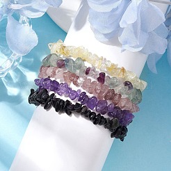 12 Constellation Natural Mixed Gemstone Chip Beaded Stretch Bracelets Sets for Women Men&nbsp;BJEW-JB10264-02