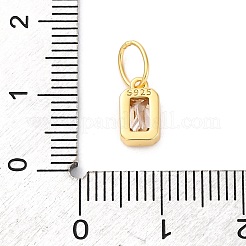 スターリングシルバーキュービックジルコニアチャーム925個  色  長方形  ダークサーモン  8x5x2mm  穴：5x3mm&nbsp;STER-NH0014-01G-11