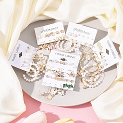 6Sets Alloy & Plastic Pearl Earring Sets&nbsp;EJEW-FS0001-25