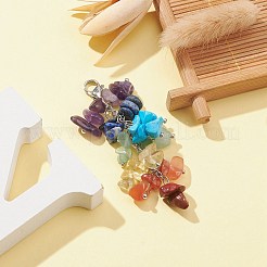 Chakra Natural & Synthetic Mixed Gemstone Chip Beaded Pendant Decorations&nbsp;HJEW-JM01235-01