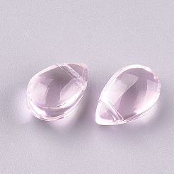 クリアガラスチャーム  ティアドロップ  ピンク  9x6x6mm  穴：0.5mm&nbsp;X-GGLA-S042-04B