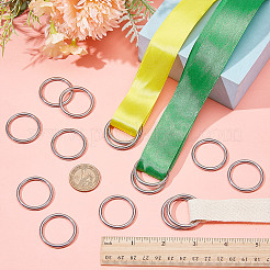 304ステンレススチール製リンキングリング16個  丸いリング  ソリッド  変色しない  ステンレス鋼色  31x3mm  内径：25mm&nbsp;STAS-AR0002-65A-P