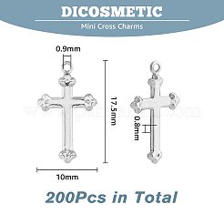 304ステンレススチールクロスペンダント200個  ステンレス鋼色  17.5x10x0.8mm  穴：0.9mm&nbsp;STAS-DC0015-21