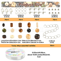 DIY 木製ビーズ ストレッチ ブレスレット 作成キット  ミックスカラー  木材：6~10mm  穴：1.4~3.5mm  475個/セット&nbsp;DIY-YW0012-69