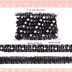 2.5ヤードのオーガンジーカーテン装飾  ラインストーンとプラスチックで  マスクと衣装のアクセサリー  ブラック  35x12mm&nbsp;DIY-BC0014-59B