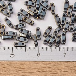 MIYUKIクォーターティラビーズ  日本製シードビーズ  2穴  （QTL464)ライトガンメタル  5x1.2x1.9mm  穴：0.8mm  約2400個/50g&nbsp;SEED-X0054-QTL0464