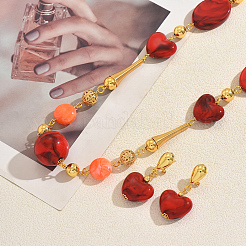 Fashion Alloy Heart Beaded Long Sweater Stud Chain Earrings & Necklaces Sets for Women Gift&nbsp;MP8647