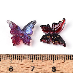 ペイントガラスビーズを焼く  蝶  金粉付き  ツートン  暗赤色  12~12.5x14x4.5~5mm  穴：1.2mm  約1587個/1000g&nbsp;DGLA-T004-04K