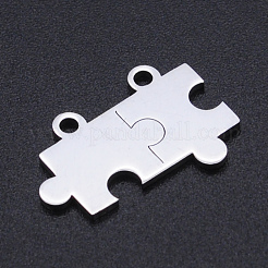 変色しない201ステンレス鋼リンクコネクター  レーザー切断  パズル  ステンレス鋼色  13x19x1mm  穴：1.5mm&nbsp;STAS-S105-T931-1