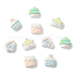 ミニ不透明樹脂カボション  ハウス  ミックスカラー  12~13x13.5~15.5x7.5~8.5mm&nbsp;RESI-CJC0011-74