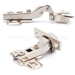 鉄製ヒンジ4個  ワードローブドアアクセサリー  ステンレス鋼色  84.7x50x25.5mm  穴：4mmと4.4x7.7mm&nbsp;FIND-GF0002-40