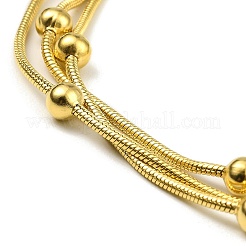 304 Stainless Steel Satellite Chains Triple Layer Multi-strand Bracelet for Women&nbsp;BJEW-M040-01G