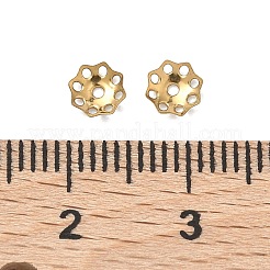 304ステンレススチールビーズキャップ  花  イオンプレーティング（ip）  18KGP本金メッキ  5x1mm  穴：0.9mm&nbsp;STAS-Z178-16G