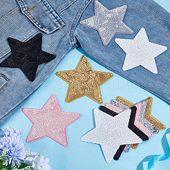10Pcs 5 Styles Star Computerized Embroidery PET Plastic Sequin Iron on/Sew on Patches&nbsp;PATC-ME0001-19
