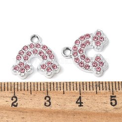 Alloy Pink Rhinestone Pendants&nbsp;PALLOY-E775-15P